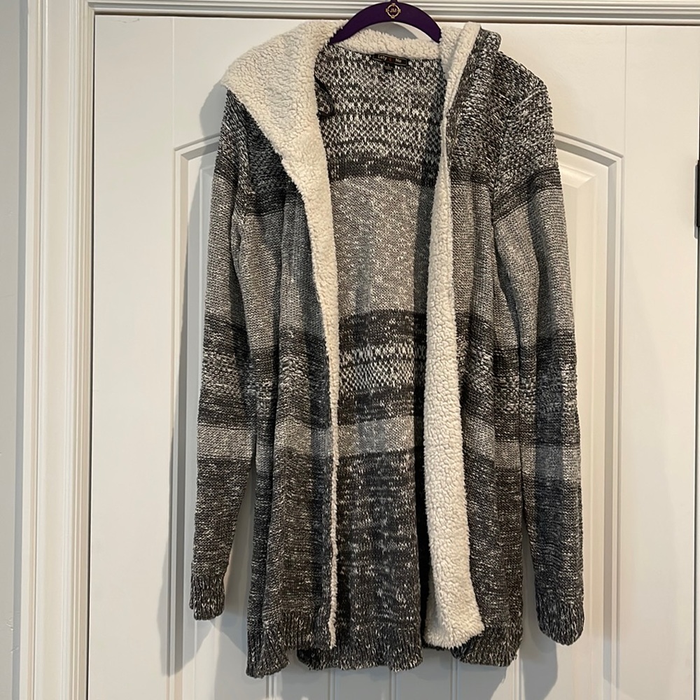Sherpa lined hooded cardigan